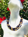 Signed FP Sterling Silver 925 Amethyst Citrine Stone Bead Long Necklace Set of 2