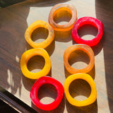 Vintage Bakelite Red Orange Yellow Set of 7 Napkin Rings Holders Lot