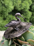 Antique Silver Plated Signed W Pat. July 1882 Hinged Moving Swan Bird Lid Top