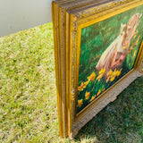Antique Artist Jan Phystowsky Girl Flowers Original Painting Gold Gilt Frame