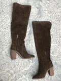Authentic Designer Vince Camuto Tall VC-Melaya Bark Verona Suede Boots In Box