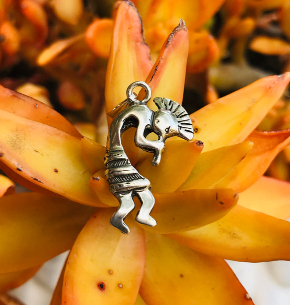 Vintage 925 Sterling Silver Kokopelli Fertility Deity Flute Player Charm Pendant