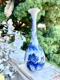 Antique Blue & White Asian Japanese Signed Decorative Porcelain Tall Vase