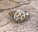 Vintage Sterling Silver 925 Wiccan Pentagram 5 Pointed Star Ring Size 10
