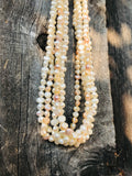 Vintage Faux Fresh Water Pearls Layered Beaded Necklace w Gold Tone Clasp