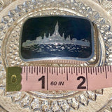 Rare 1950’s Thai Sterling Silver Niello Belt Buckle Made In Siam