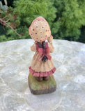 Signed Anri + Design Valentine Italy Woodcarving Whistling Young Girl In Bonnett