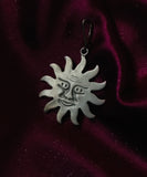 Vintage Large Signed Sterling Silver Tribal Sun w Face Happy Pendant 4.94 grams