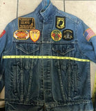 Vintage Roebucks Denim Jean Jacket Marines Vietnam War Veteran USA Patches 38