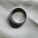 Sterling Silver 925 Blue Fire Opal Band Ring Size 7.25 Weighs 4g