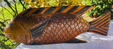 Vintage Hand Made Large Wooden Fish Decor Wood Art Carving Decor Sea Figure
