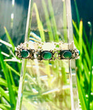 Vintage Ornate Sterling Silver 925 Green Malachite Gem Stone Oval Bracelet