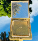 Vintage Gold Tone Signed Volupte USA Gazelle Elephant Bird Mirror Vanity Compact