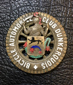 Very Rare Bicycle Automobile Club Dunkerquois Car Badge
