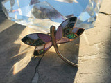 Vintage Sterling Silver 925 Dragonfly Pink Blue Abalone Shell Brooch Pin