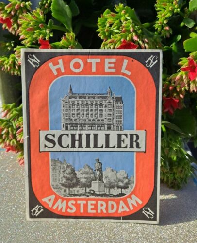 Vintage Hotel Schiller Luggage Label Amsterdam