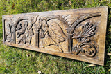 Vintage Wood Hand Carved Romanesque Design Cain & Abel Offering to God Wall Art