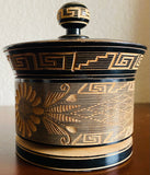 Ornate Vintage Carved Wood Greek Black Flower Decorative Keepsake Box Container