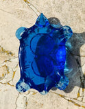 Antique Blue Glass Art Turtle