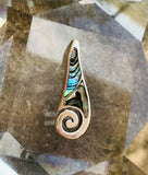 Vintage Sterling Silver 925 Abalone Shell Inlaid Swirl Pendant