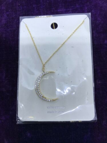 17” Gold Plated Cubic Zirconia Moon Necklace
