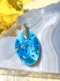 Vintage Artisan Crafted Hand Painted Blue Ceramic Face Head Pendant