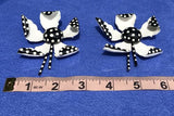 Rate Vintage Retro Large Polka Dot Enamel Metal Black +White Brooch Pin Set of 2