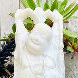 Vintage Milky White Stone Full Body Buddha Buddhist Art Sculpture Figurine