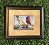 Sailboat Racing the Wind Michael O'toole print Double matte Glass Framed Boat