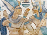 Antique Clay Hand Painted Egyptian Hieroglyphics Artisan Art Decor Wall Plaque