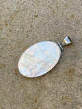 Vintage Sterling Silver 925 Mother of Pearl Abalone Island Scene Pendant 8.9g