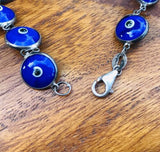 Vintage Blue Evil Eye Sterling Silver Guarding Bracelet