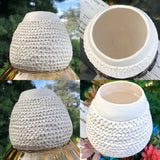 White Hand Coiled Corrugated Pot Vase Pottery Signed Garcia Acoma Pueblo, NM