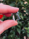 Artisan Sterling Silver 925 Turquoise Round Stone Zig Zag Ring 3.38g Size 9.25