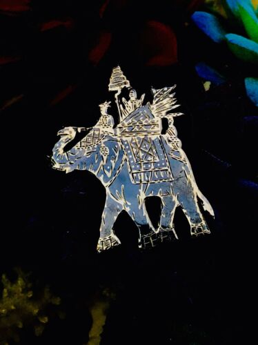 Vintage Rare Sterling Silver 925 Siam Nielloware Elephant Pin Brooch