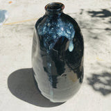 Vintage Glazed Studio Pottery Artisan Black Ceramic Vase Home Decor Signed STS