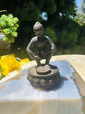 Antique Spiritual Buddhist Bronze Metal Crouching Buddha Devotee Offering Figure