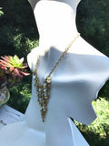 Rare Designer Joan Rivers Gold Tone Abalone Shell Bib Statement Necklace