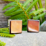 Vintage Silver Plated Abalone Mother of Pearl Square Mens Cufflinks 9.7g