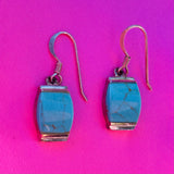 Signed Sterling Silver 925 M Mexico Turquoise Stone Dangle Pierced Drop Earrings