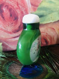 Rare High Quality Green Glass Art Reverse Painted Chinese Antique Snuff Bottle