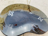Native American Symbols Santa Fe Art Glass Black Transparent Tribal Trinket Dish