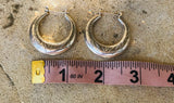 Vintage Sterling Silver 925 Etched Large Hoop Pierced Fine Earrings Hoops
