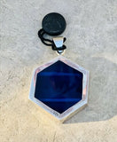 Designer Argento Sterling Silver 925 Mother of Pearl Blue Glass Inlaid Pendant