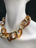 Kenneth Jay Lane KJL Gold Plated & Faux Tortoiseshell Chain Link Necklace