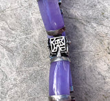 Vintage Sterling Silver Signed Chinese 925 Purple Lavender Jade Link Bracelet
