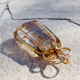 Artisan Gold Filled Wrap Natural Rutilated Golden Quartz Crystal Stone Pendant