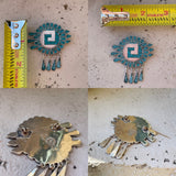 Mixtoc Zapotec Yanuitlan Sterling Silver Mexico Taxco Turquoise Mosaic Pin 12.4g