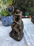 Carved Clay Ceramic Sculpture Simistone San Francisco Intimate Couple Kissing
