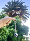 Taxco TP-10 Soccer Fútbol Ball 925 Sterling Silver Blue Enamel Mexico 1oz Chain